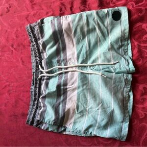 Striped Aqua and Gray Men's Shorts